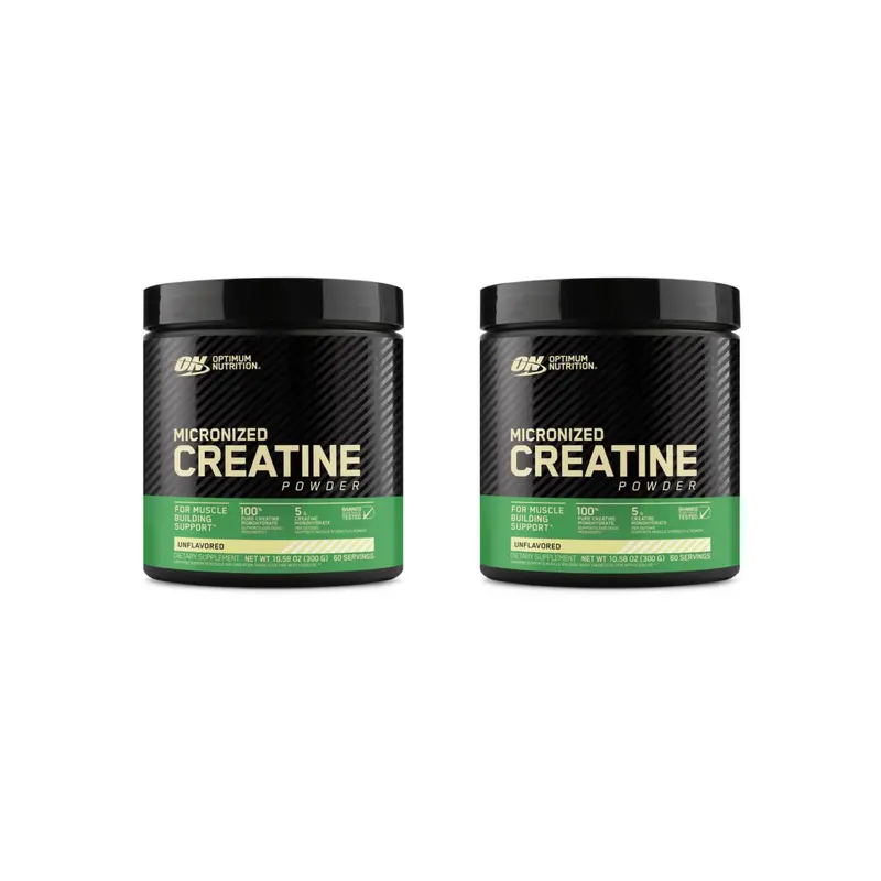 Optimum Nutrition Pure Creatine Monohydrate Powder - 2-Packs, 5g per Serving, 60 Servings/Container, Unflavored, Dairy Free Supplement for Adults, Muscle Support, Strength & Energy Boost, Explosive Movements, Banned Substance Tested, Easy Micronized Mix