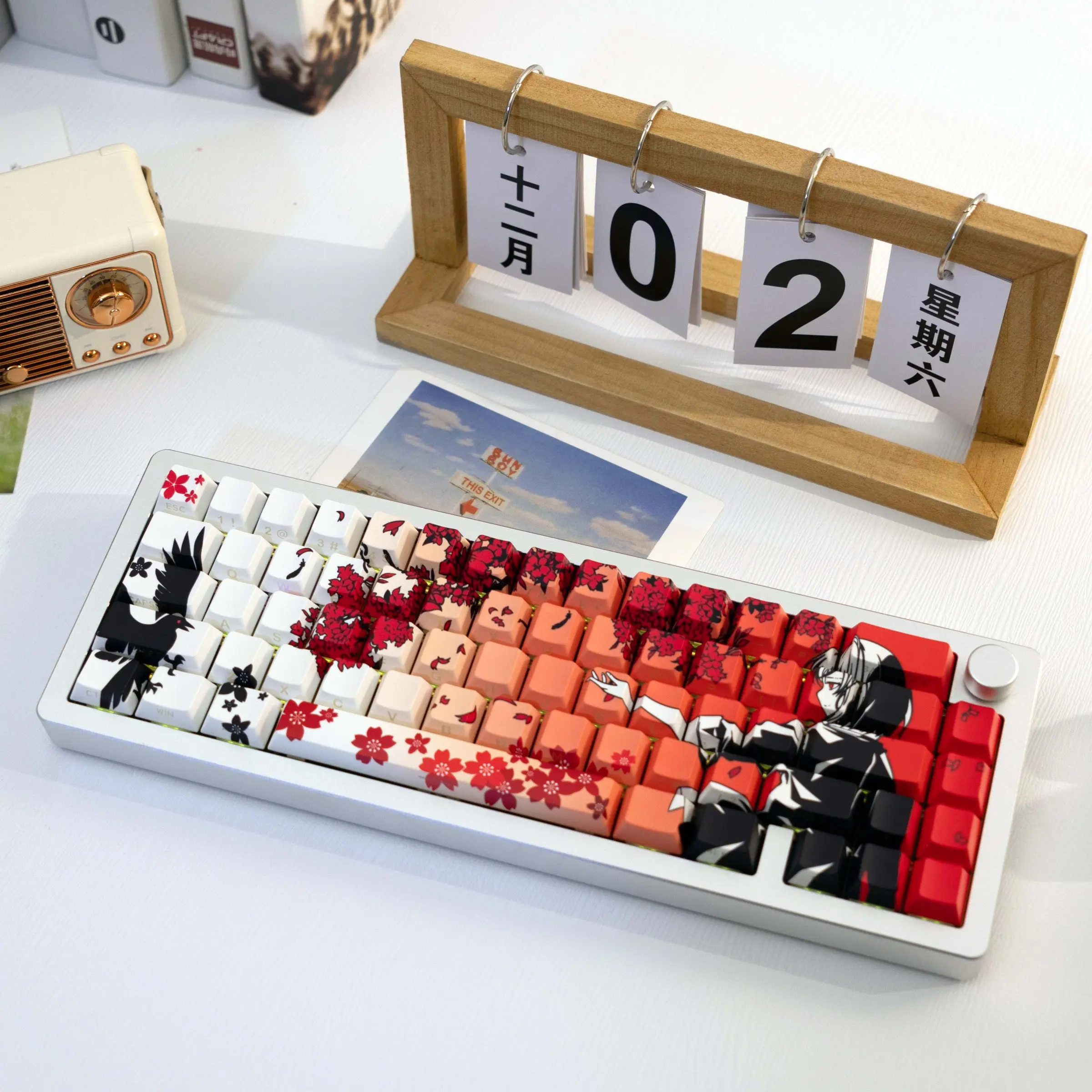 138 Key Little Girl Pbt Keycaps, Cherry Style Side-Printed Semi-Transparent, Dye Sublimation, Compatible with Mx Axes, Fits 61/64/68/87/96/104/108 Keyboards