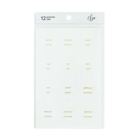Elyse Breanne Design 12 Monthly Planner Tabs - Faux-Leather Stick, Durable Material, Gold Printing, Month Labels, Easy Navigation, Office Stationery for Undated Planners & Paper Organization, 12 Monthly Tabs