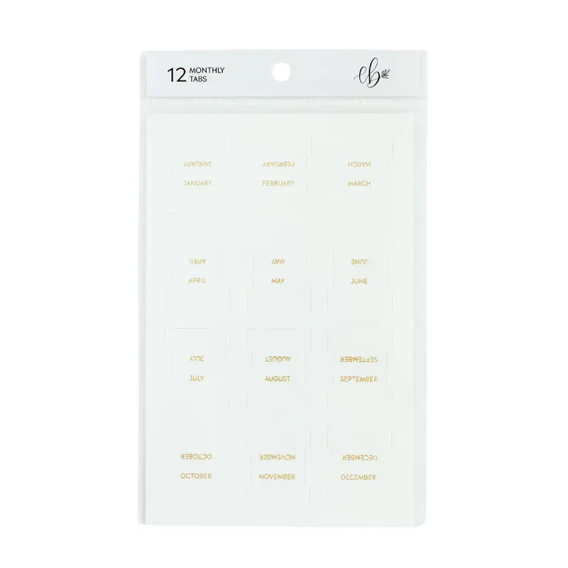 Elyse Breanne Design 12 Monthly Planner Tabs - Faux-Leather Stick, Durable Material, Gold Printing, Month Labels, Easy Navigation, Office Stationery for Undated Planners & Paper Organization, 12 Monthly Tabs