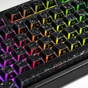 Shadow Refraction Carbon Fiber Texture Keycap Set, Side Printed Shine Through Keycaps, OEM Profile Keycaps, RGB Backlit Keycaps, Magnetic Switch Mechanical Keyboard Keycaps, Custom Gaming Keyboard Accessories, 60-108 Keys, Keycaps Only