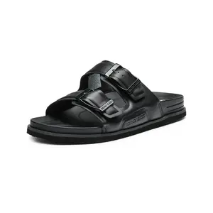 Bruno Marc Men's Double Strap Slides with Arch Support