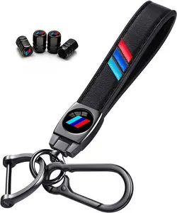 Aluminum Alloy Explosion-Proof Tire Pressure Caps & Car Keychain Keyring, Universal Automotive Tire Stem Accessories for Select Vehicle Models