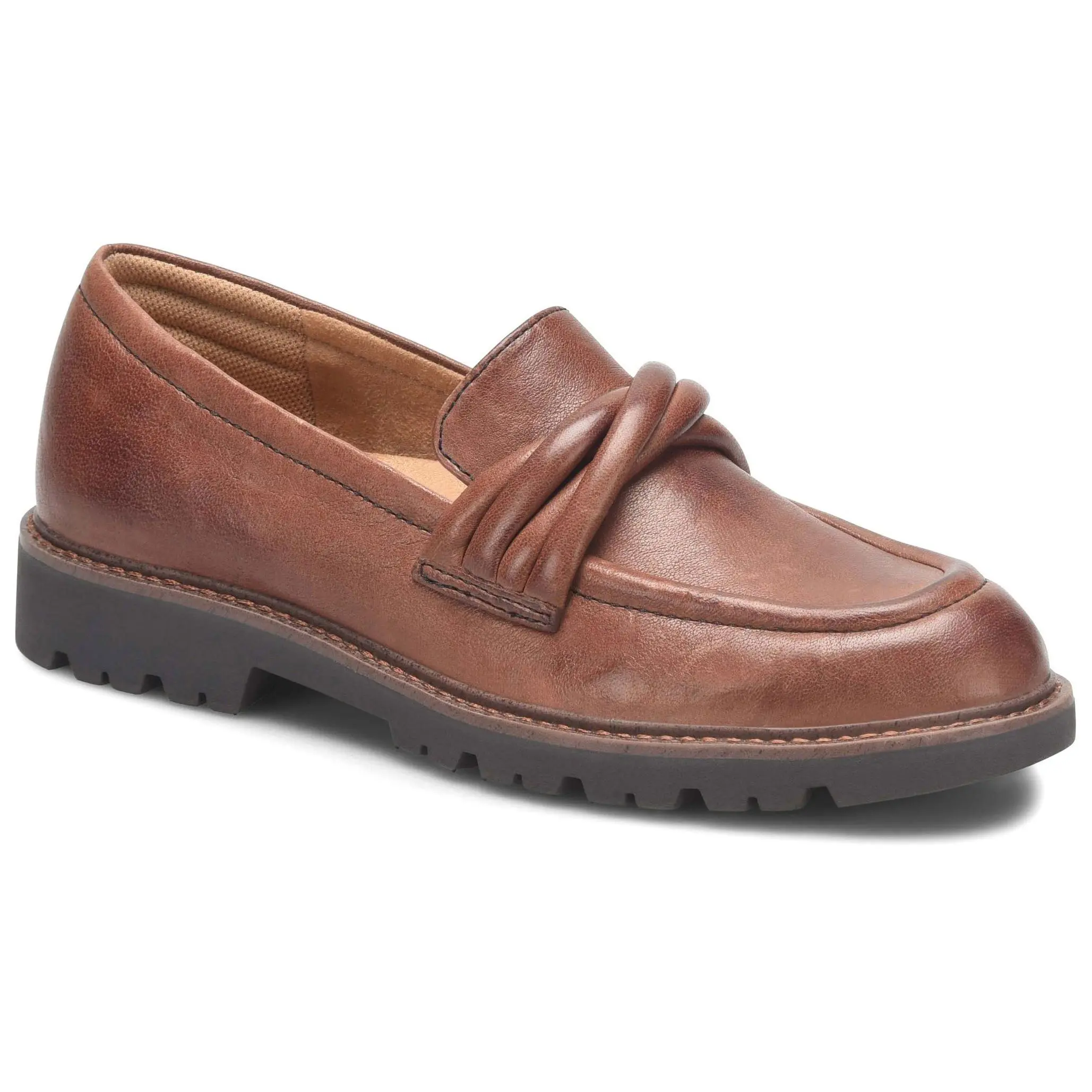 Comfortiva Twist Strap Leather Lug Sole Loafer- Lilac