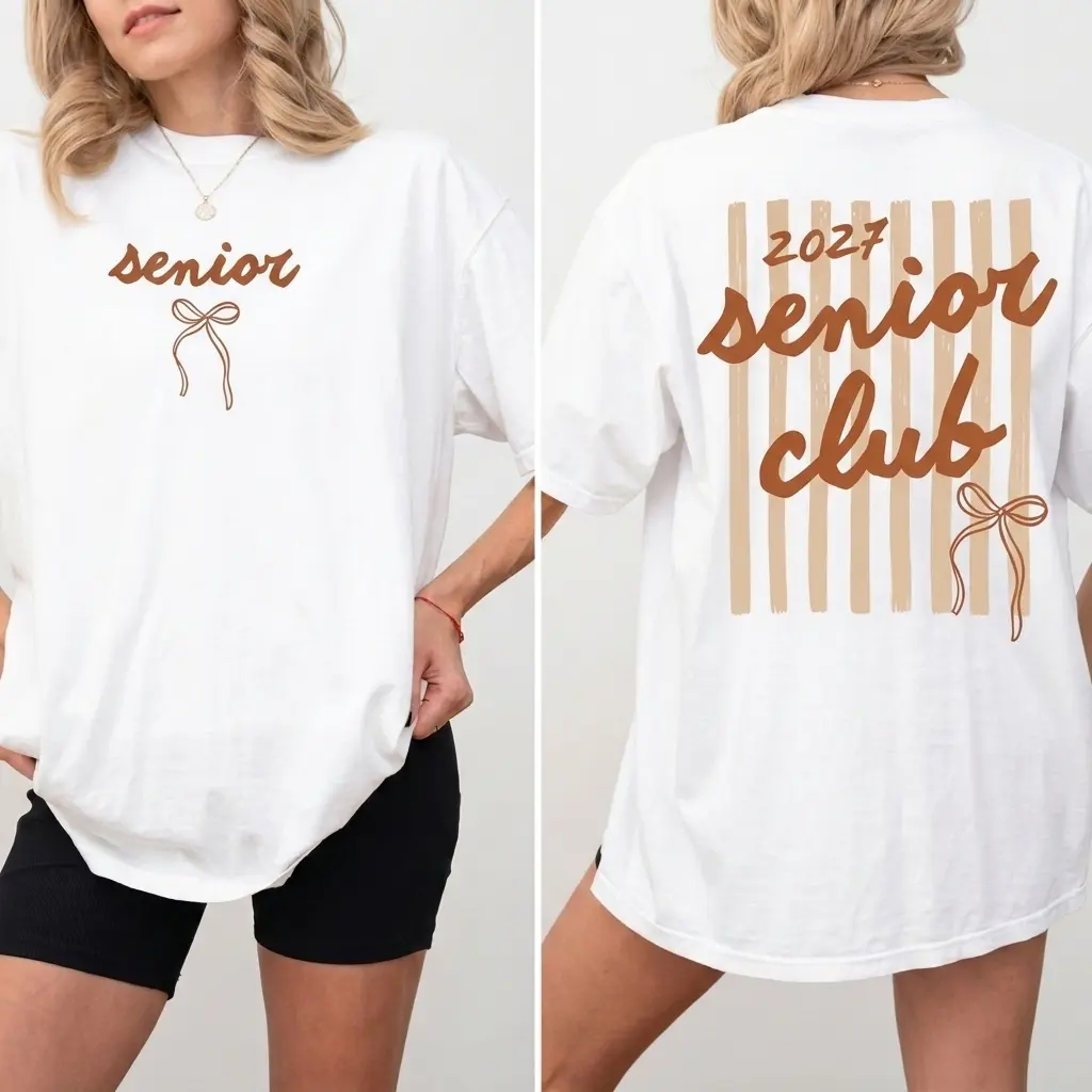Senior Club 2027 Graphic T-Shirt, Retro Style 100% Cotton Top, Lightweight Breathable Fabric for All-Day Casual Comfort, Everyday, Fit, Round Neck