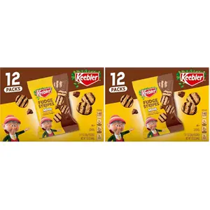 Keebler On-The-Go Fudge Stripes Cookies, 12 Count (Pack of 2)