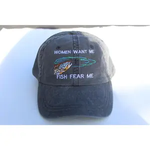Women Want me, Fish Fear Me (Fish out of water design), Funny Fishing Quote Hat, TikTok Fishing Hat Trend, Fish Fear Me Dad Hat