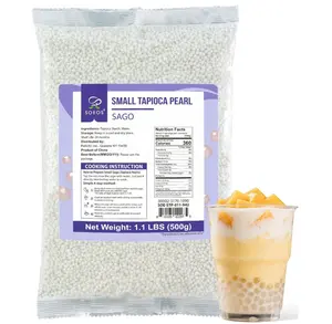 Soeos Small Tapioca Pearls for Asian Desserts, Bubble Tea, and Puddings, Quick-Cooking Sago Ball, Non-GMO, Gluten-Free,1.1 lbs (500g)