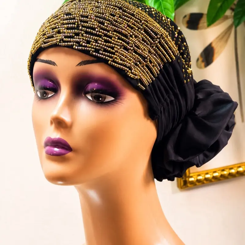 Stones-Accented Ruffled Rose Turban Hair Accessory for Women