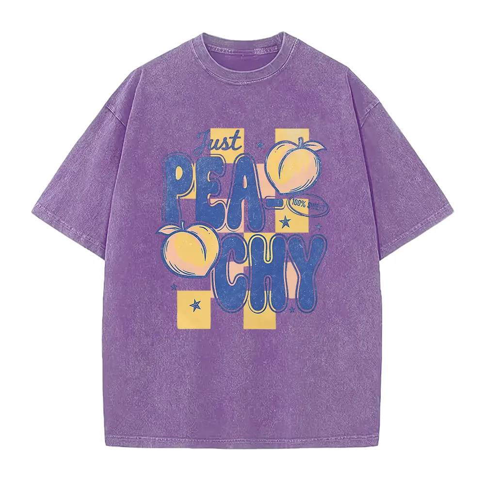 Just Peachy Shirt Summer Fruit Tshirt Food Pun T Shirt Retro Graphic Tee Peach Graphic Tee Summer T-Shirt