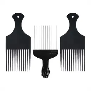3 Piece Hair Comb Set for Curly and Afro Hair, Includes 2 Plastic and 1 Stainless Steel Detangler, Smooth and Style for Men and Women, Detangling Brush For Curly Hair