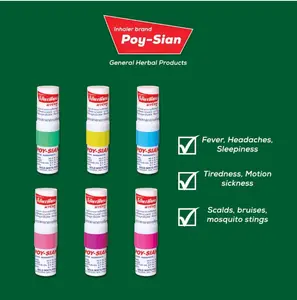 Poy Sian Nasal Inhaler Pack of 6  Bottles 2 in 1 For Energizing And Aroma Therapy.