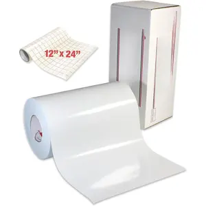 Gloss White Adhesive Craft Vinyl for Cameo, Cricut & Silhouette with Clear Transfer Paper Roll