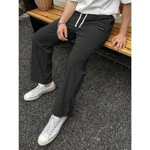Men's corduroy wide leg casual pants Loose drawstring straight leg retro textured pants Multi colored textured high waisted drape casual pants