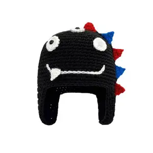 Cute plush monster earmuffs, perfect for women in autumn and winter, and a fun cartoon-style handmade crocheted headband.
