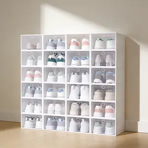2026 new high-top shoe rack shoe cabinet 6 oversized storage high-top shoes AJ special plastic shoe box finishing box household shoe storage box foldable storage Shoe Organizer Rack