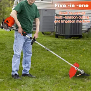 5 in 1 Lawn Mower, 52CC Gas Weed Trimmer, Cordless Hedge Trimmer, 2-Stroke Brush Cutter, Handheld Chainsaw Hedge Pruner