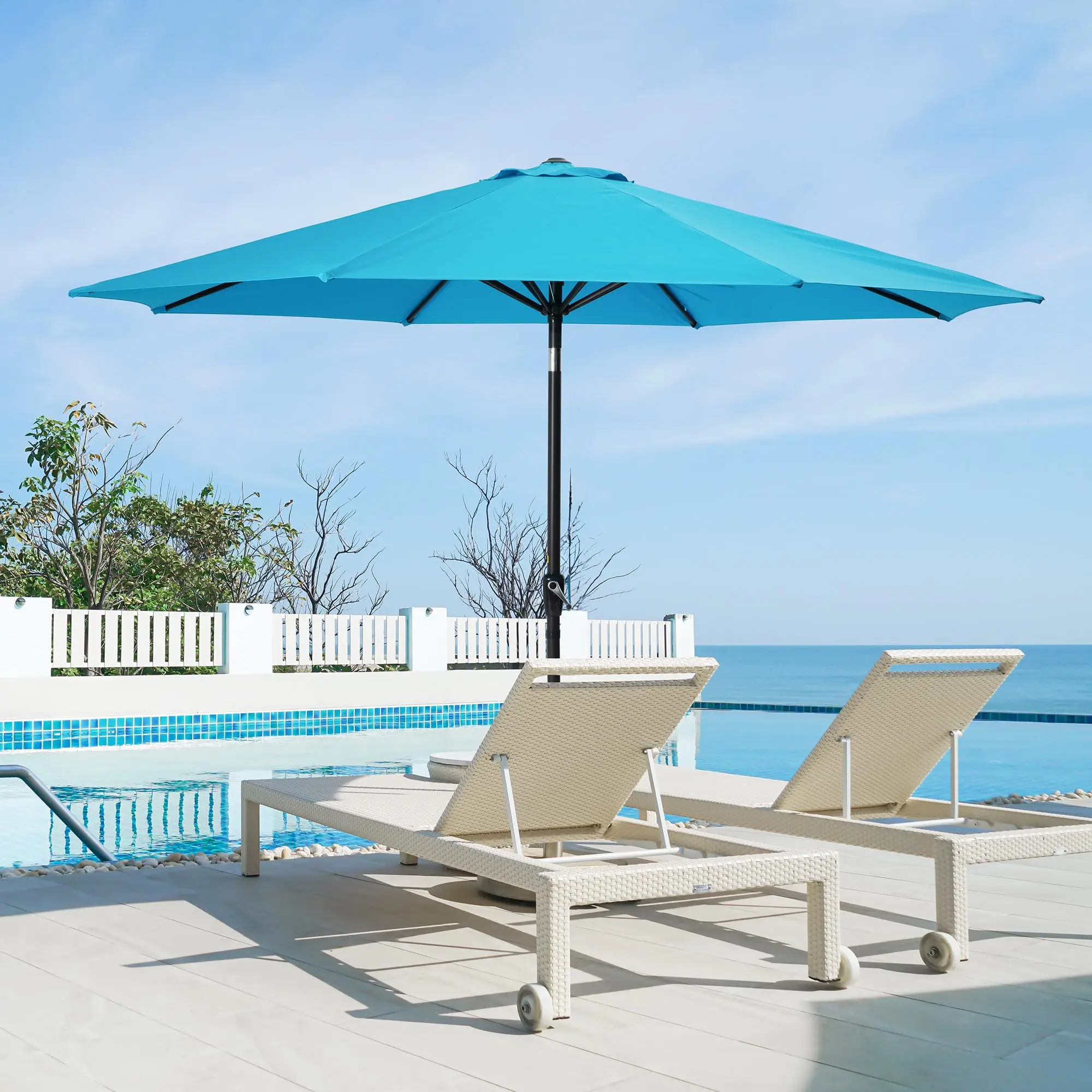 RoyalCraft 11FT/13FT Large Outdoor Patio Umbrella with Push Button Tilt/Crank, Patio Table Umbrella with 8 Sturdy Ribs for Backyard, Pool, Deck