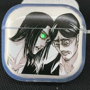 Eren Yeager Earphone Case -AOT Cool Anime Character AirPods Case Stylish Cover for AirPods 34Pro2,Otaku Accessory, Trending Gift Idea for Anime Fans Cool anime character design - perfect for fans & collectors