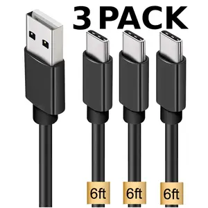 3 Pack Universal 2M 6FT USB to USB-C Cable for Samsung Android USB Type C USB-A to USB C Fast Charge Cable Cord