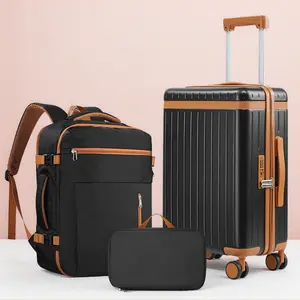 【MY】3PCS Travel Luggage Set | 20 Inch PC Hardshell Suitcase Backpack & Toiletry Bag TSA Lock 360° Spinner Wheels Lightweight Durable Airline Approved Carry On Perfect for Business Trip, Weekend Getaway Back to School Daily Travel & Vacation Use - 6043-20