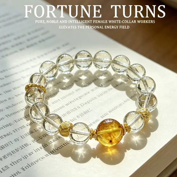 Natural White Asai Bracelet Nafu Transshipment Light Luxury Crystal Yellow Honey Flower Lucky Pure Bracelet