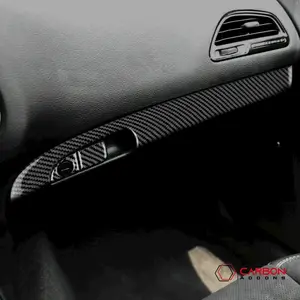 3pcs Carbon Fiber Glove Box Handle Full Strip Kit Overlay for Dodge Challenger 2015-2023