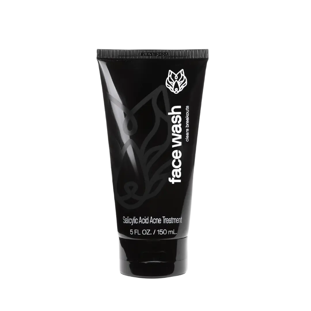 Black Wolf Salicylic Acid & Charcoal Liquid Facial Cleanser -  Anti-Acne Daily Cleanse for Oily, Combination Skin, Oil Control, Science-Backed Ingredients, Prevents Breakouts, Smooth Skin Support, Fresh Clean Feel
