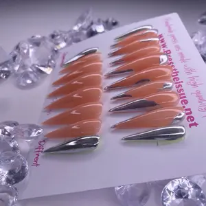 Chrome & Nude Tapered Stiletto Press On Set