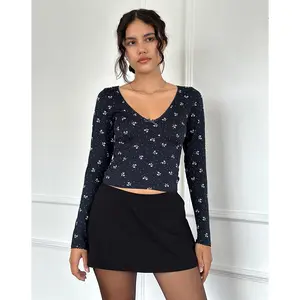 Salisa Top in Navy with Mini Bow Design