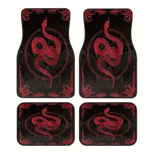 4-Piece Snake-Print Car Mats, Universal Fit for Front & Rear Seats, Easy-Clean Cars' Interior Accessories, Car Interior Accessories