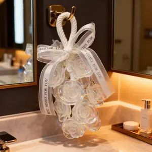 Crystal Rose Handmade Soap Set, 14 Crystal Rose Flowers, Natural Plant Essential Oils, Gentle Cleansing Moisturizing, Fun Shape, Gift Boxed, Soap Roses Bouquet