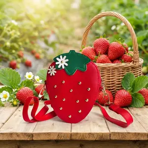 Women's Strawberry Shape Crossbody Purse Bag - Cute PU Leather Shoulder Wallet for Women Girls Perfect Gift Fashion Accessory Lightweight Compact Design