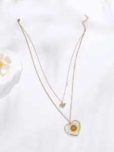 Cute Resin Daisy Bee Insect Layered Necklace for Women, Fashionable Double Layer Jewelry, Perfect for Dresses and Photoshoots