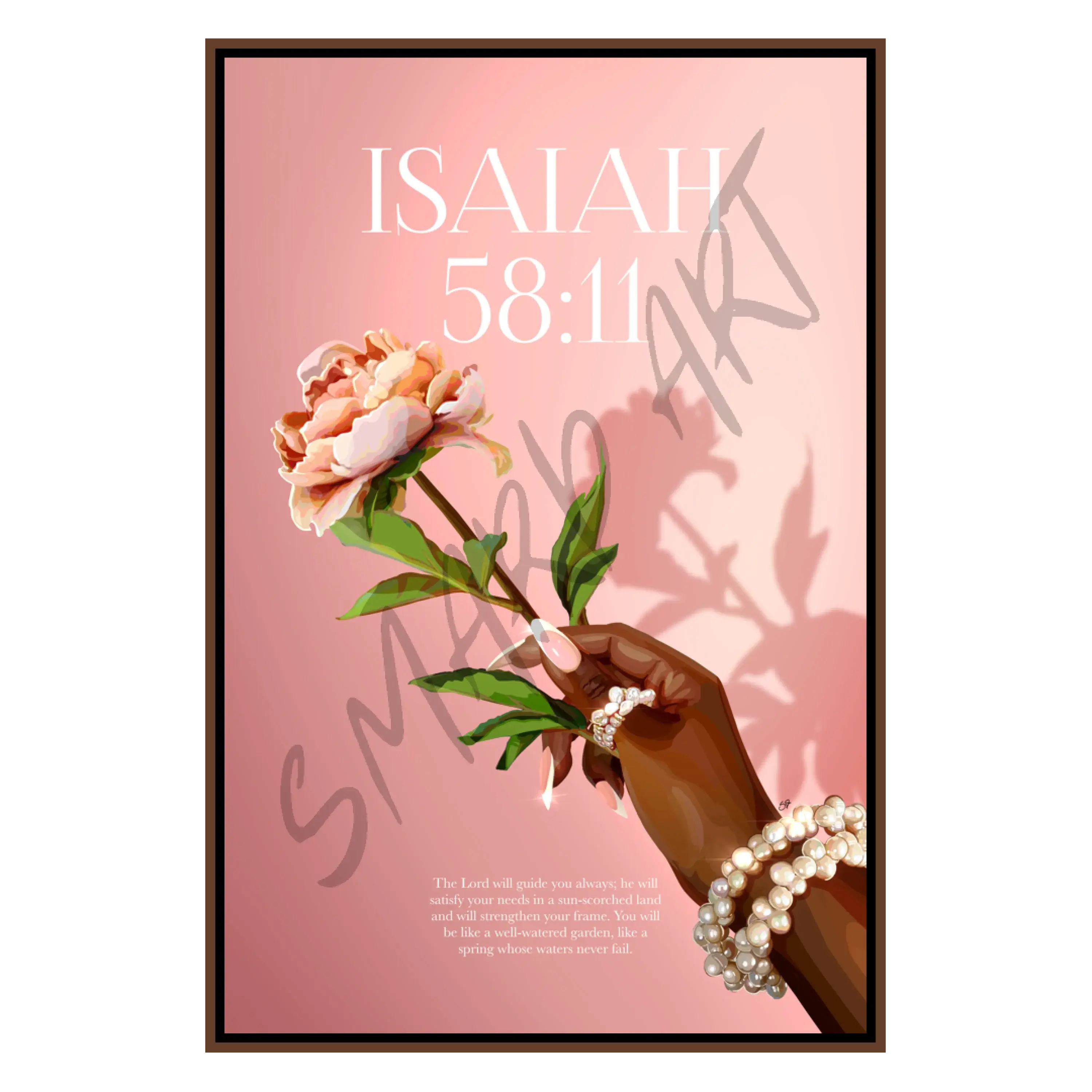 Isaiah 58:11 - Smard Black Wall Art Print/ Canvas for Home /Office Decor