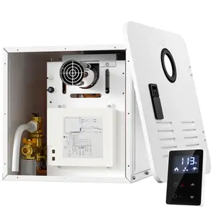 65,000 BTU RV Tankless Water Heater, Propane RV Hot Water Heater with Front Water Outlet, 15x15in White Door and Remote Controller, High Altitude Available, DC 12V