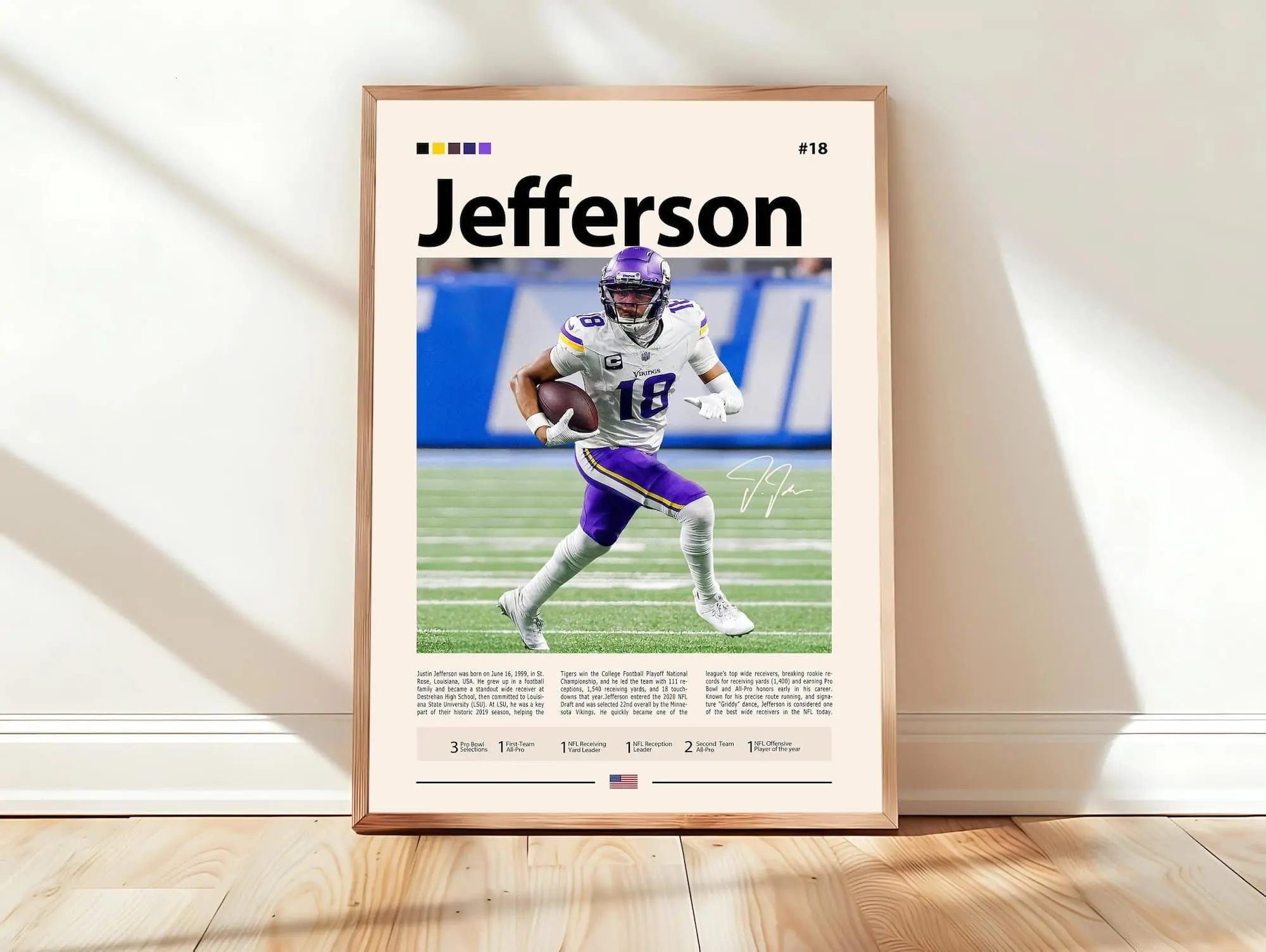 Justin Jefferson Poster, Football Player Poster, Athlete Print, Sports Wall Art, Bedroom Decor, Modern Art( Unframed - Print Only )