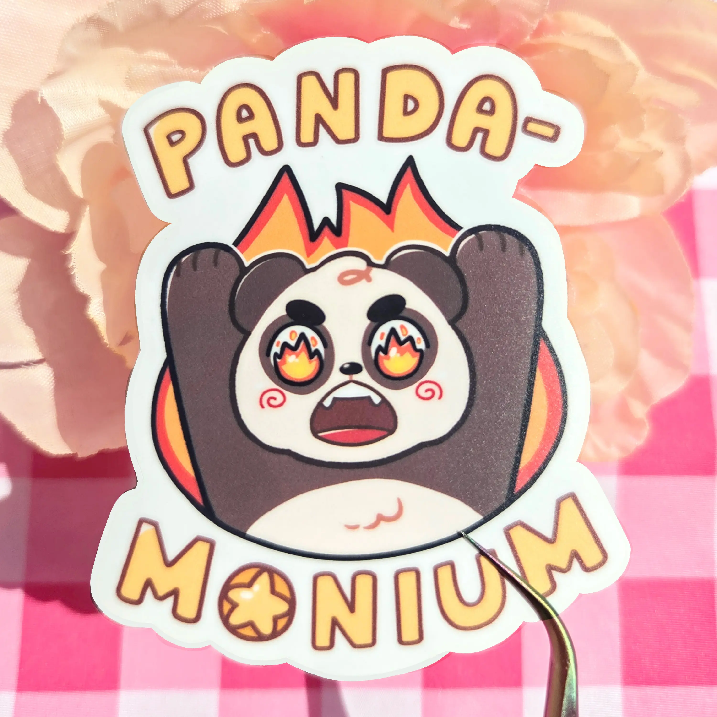 Panda-Monium Sticker, Angry and Chaotic Panda Vinyl Sticker