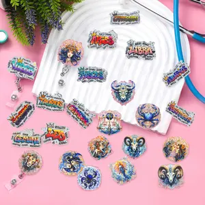 Mix 24pcs Zodiac Constellations/Letters  Acrylic Flatbacks As Shown for Badge Reels Keychains