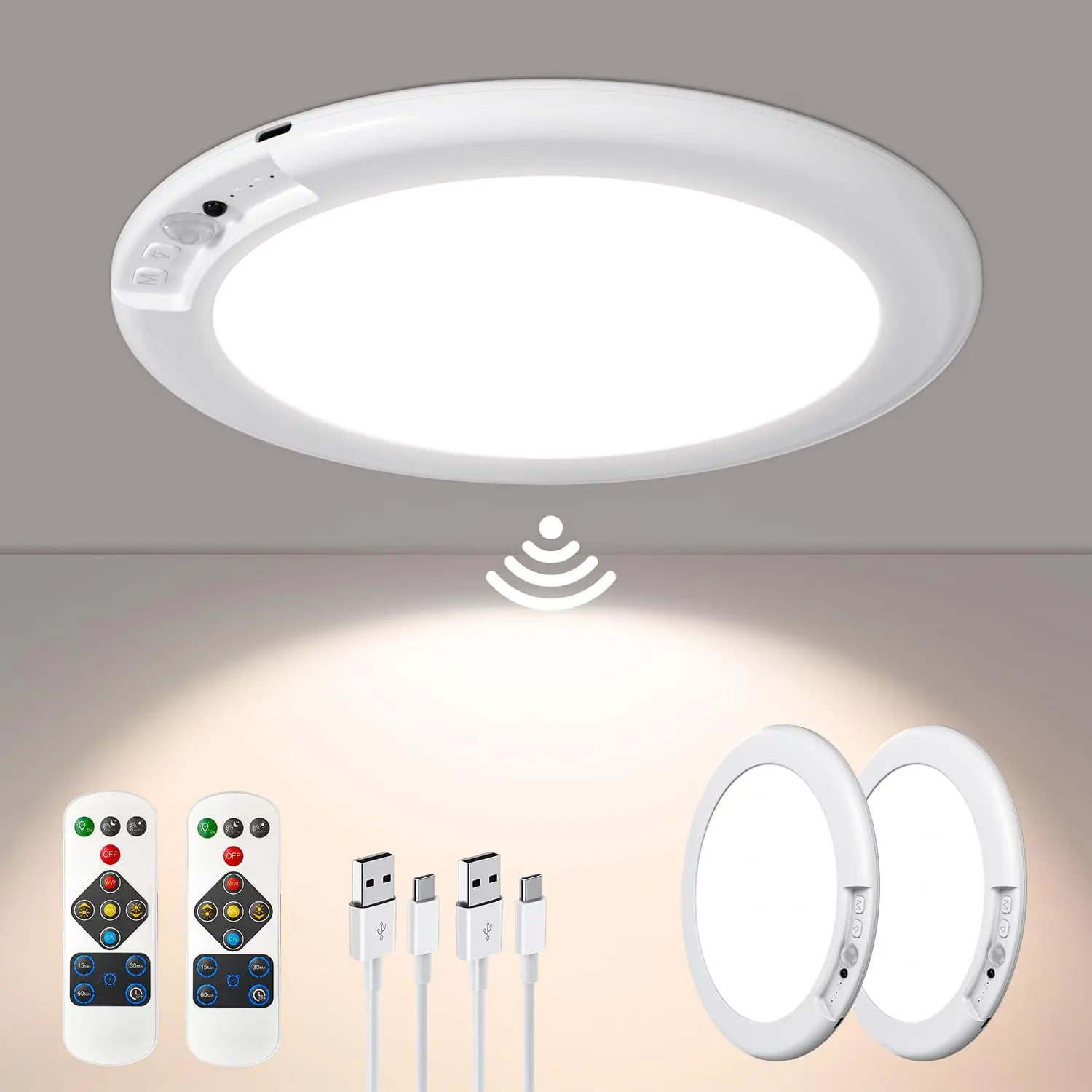 Smart LED Ceiling Light Motion Sensor, Remote Control Dimmable Ceiling Lamp 3 Color Modes, Modern Flush Mount Light for Bedroom Kitchen Living Room