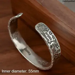 Silver Retro Hollow Heart Bracelet, Vintage Handmade Jewelry Gift