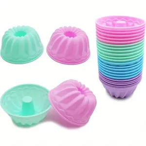 24Pcs/Set Mini Silicone Baking Cake Molds,2 Sizes Non-stick Cupcake Liners,BPA Free Fancy Dessert Tray for Jelly and Muffin,Halloween Christmas Party Gifts,DIY Hand Tools Kits