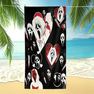 Ghostface Scream Beach Towel, Horror Movie Print Sand Free Towel for Horror Fans & Halloween