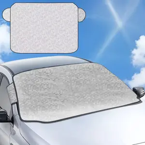 Car Windshield Sun Shade Cover Anti-Theft Clip-On Design UV Protection 67.72in x 37.40in All-Season Full Protection PEVA Aluminum Foil Composite Cotton Soft Lining Durable Scratch-Resistant 4-Layer Thickened Insulation Reflects 99% UV Rays