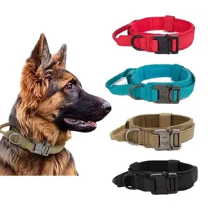 Tactical Dog Collar, High-Strength Nylon Training Collar with Handle, Suitable for German Shepherds and Labradors, Multiple Colors Available