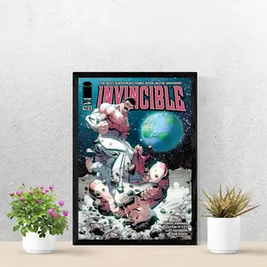 Invincible Comic Poster, Thragg vs Omni Man Superhero Battle Wall Art, Vintage Comic Book Poster Home Decor, Gift For Fans