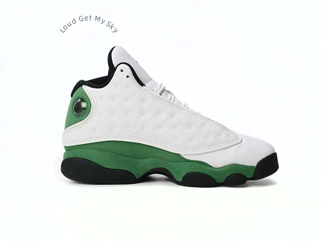 Men’s White Leather Green Suede Mid Top Sneakers, Classic Curved Outsole Design, Daily Wear Street Basketball Footwear   White Pebbled Leather & Green Suede Mid Top Basketball Sneakers