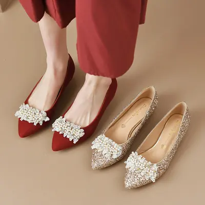 Gold Wide Width Bridal Shoes - TikTok Shop