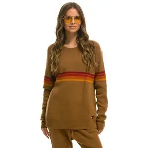 RAINBOW STRIPE 4 UNISEX CASHMERE SWEATER - BUTTERSCOTCH