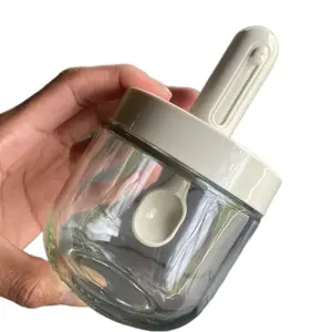 SZNDCOOKING Reusable Glass Spice Container with Retractable Spoon for Airtight Seasoning Storage - Kitchen